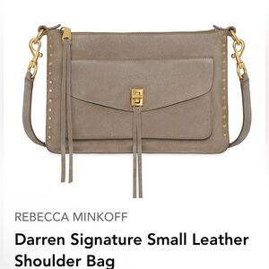 Rebecca Minkoff Darren Signature Sm Leather SHLDR Bag. Color:Clay/Gold.